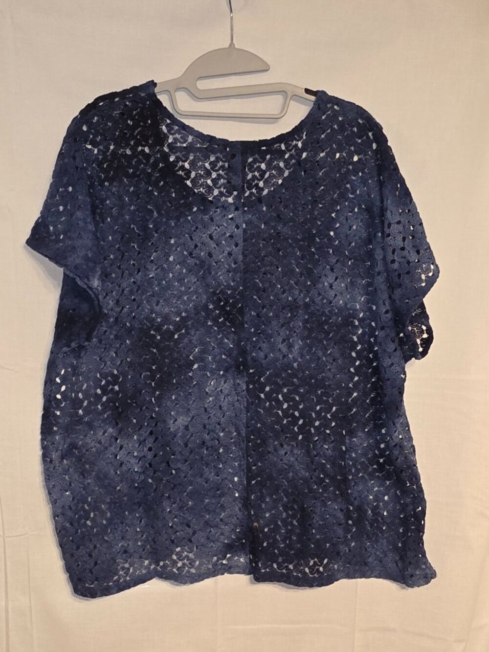 Lane Bryant Open Knit Crochet Sheer Top Relaxed Fit Sz 22 24 Marbled Boho Grunge